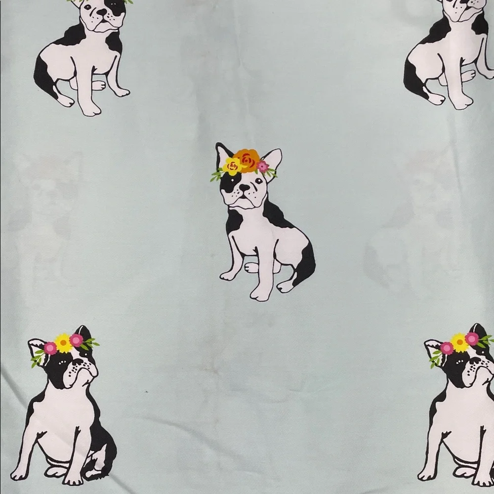 Cynthia Rowley French Bulldog Floral Print Fabric 72” wide x 70” long